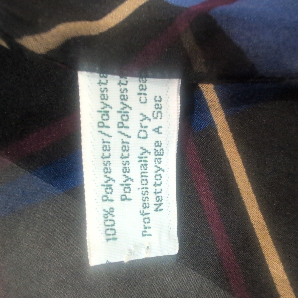 Laura Ashley Plaid Scarf Blue Black Tan Sheer Polyester Neckwear - Picture 5 of 6